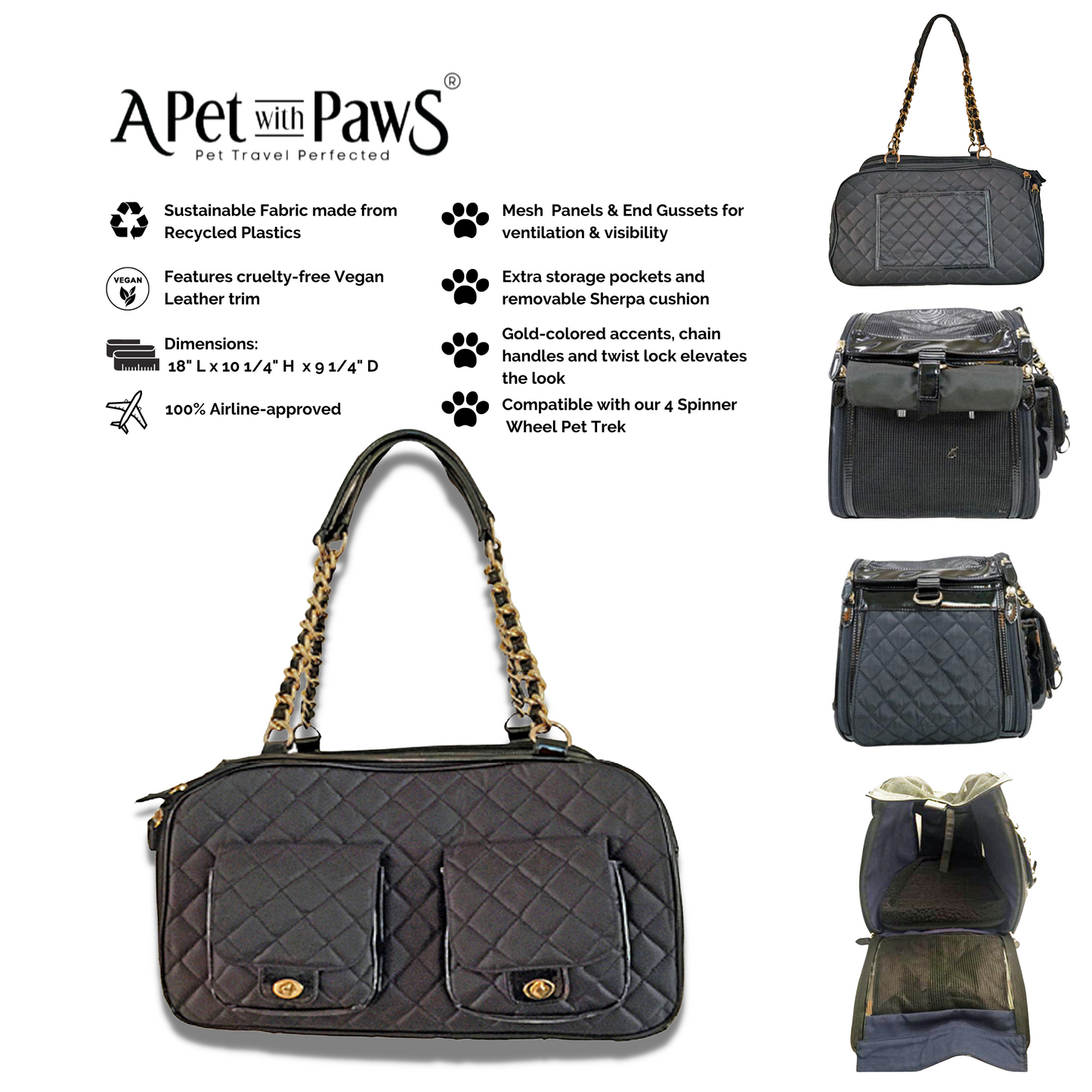 Tiffany Quilted Pet Carrier with Pet Trek: Airline Approved