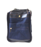 Denim pet carrier zippered side pocket