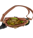 top view with dog treats in training bag