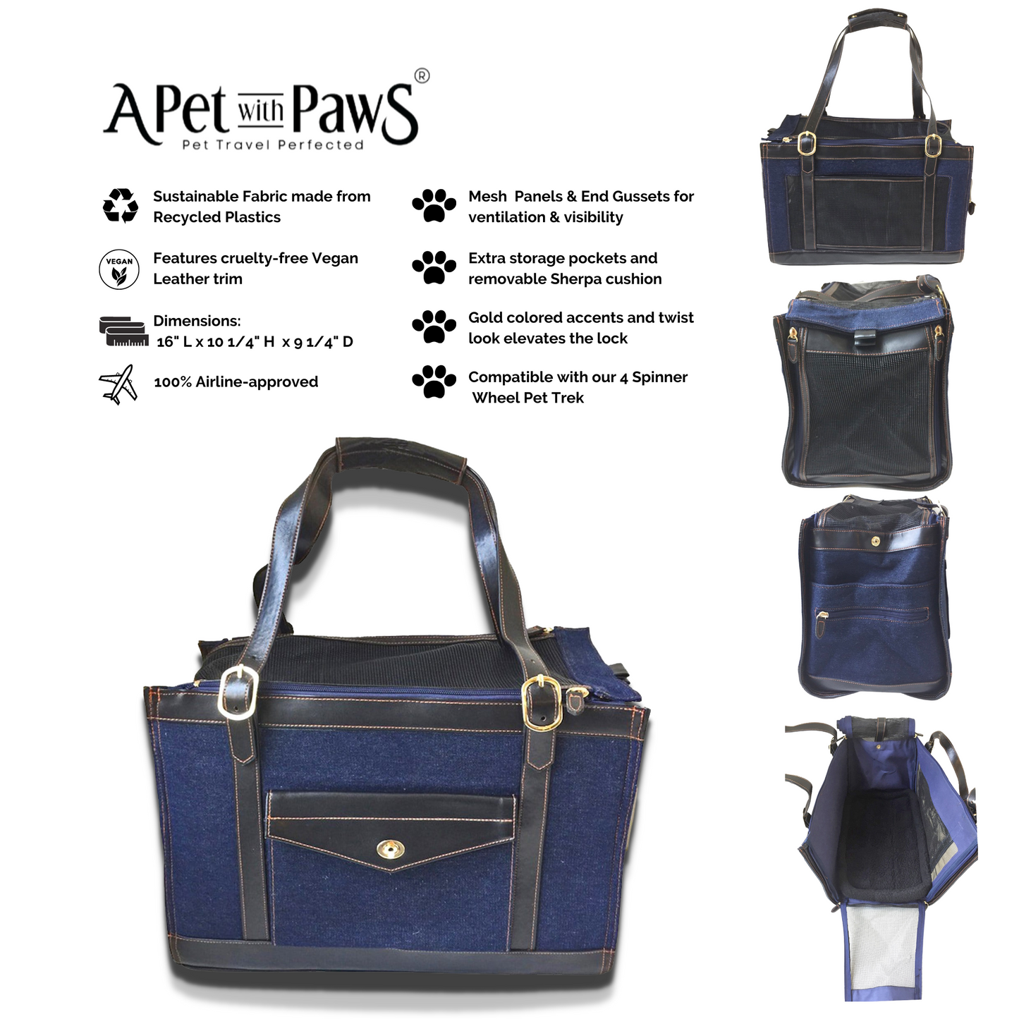  Pippa: Denim Style Pet Carrier: Airline Approved!